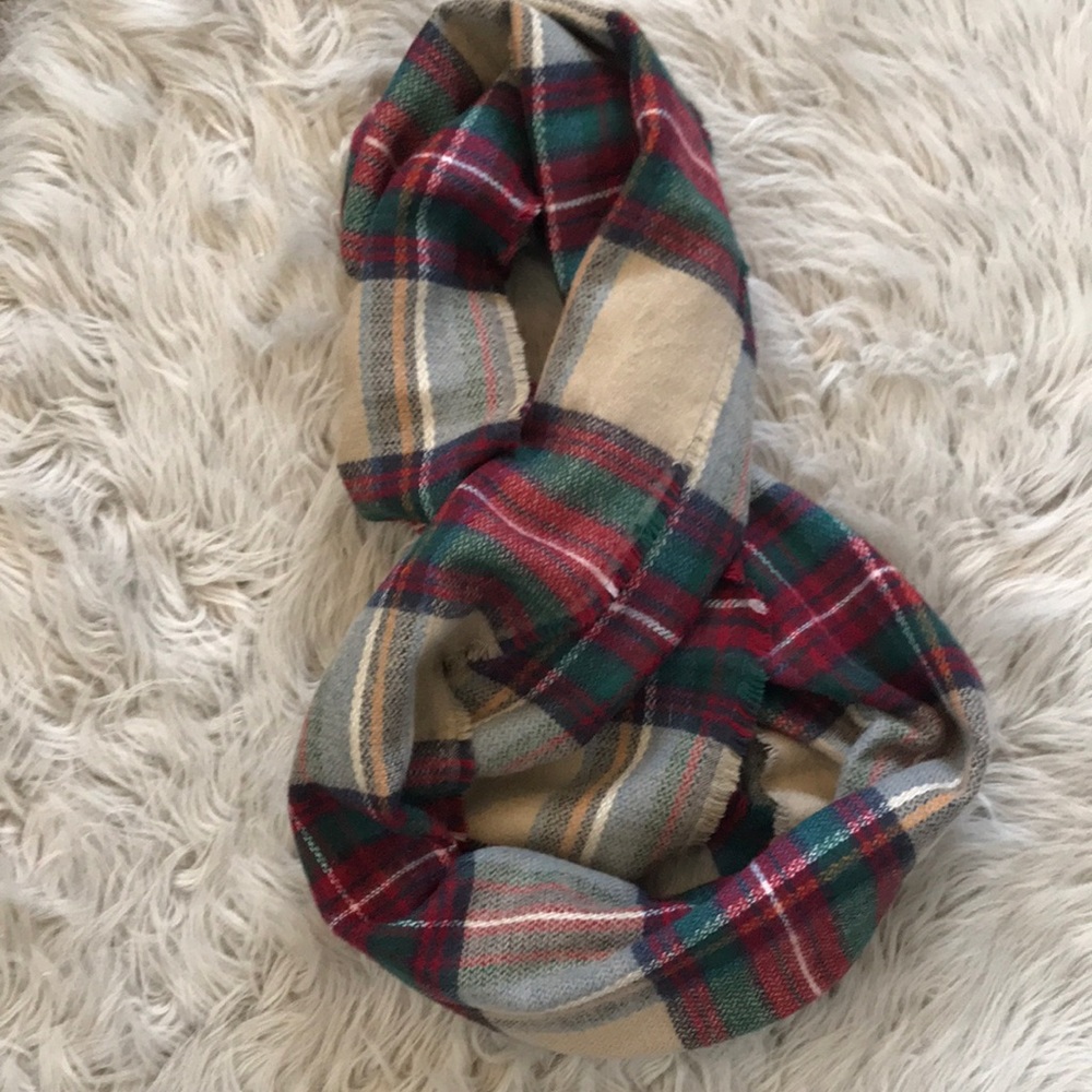 Plaid flannel infinity scarf